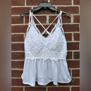 No Boundaries Women’s White Lace Strappy Top Shirt Blouse Size:  11/12  (S1)